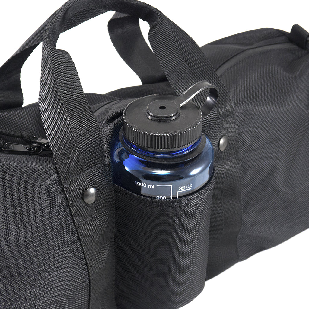 ARKTYPE Boltpack Duffel - Black - Side Water Bottle Sleeve