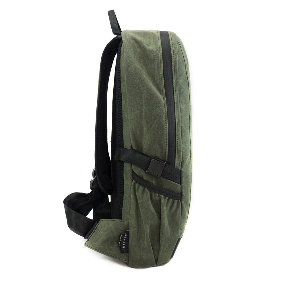 ARKTYPE Dashpack Backpack - Olive Drab Waxed Canvas - Side